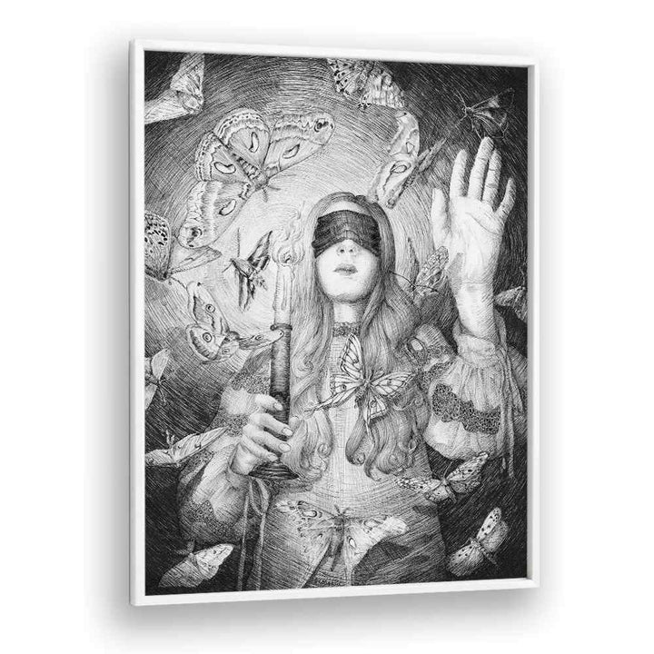 blind man's bluff Vintage paintings in White Plain Frame