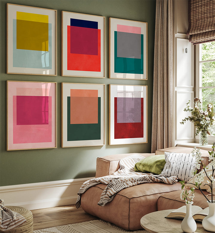 BOLD BLOCKS , SET OF 6 PAINTINGS