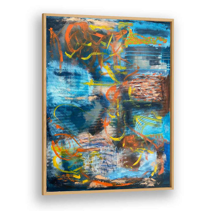 blockfitti abstract paintings in Oak Wood Plain Frame