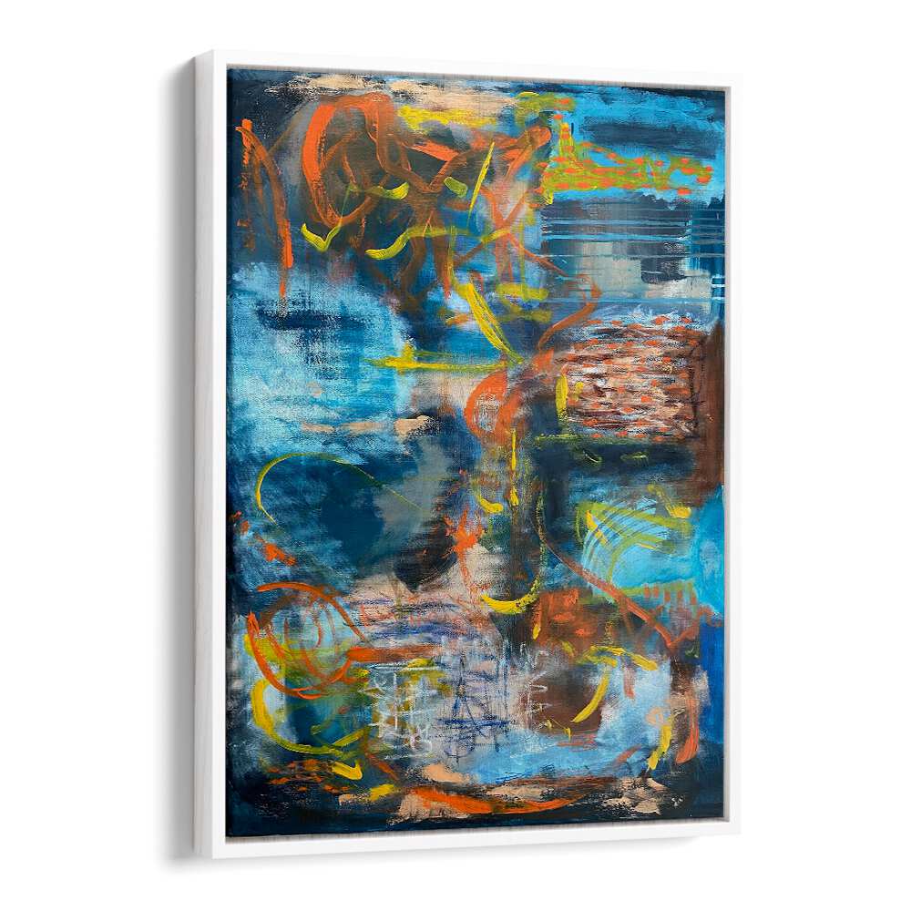 blockfitti abstract paintings in White Floater Frame