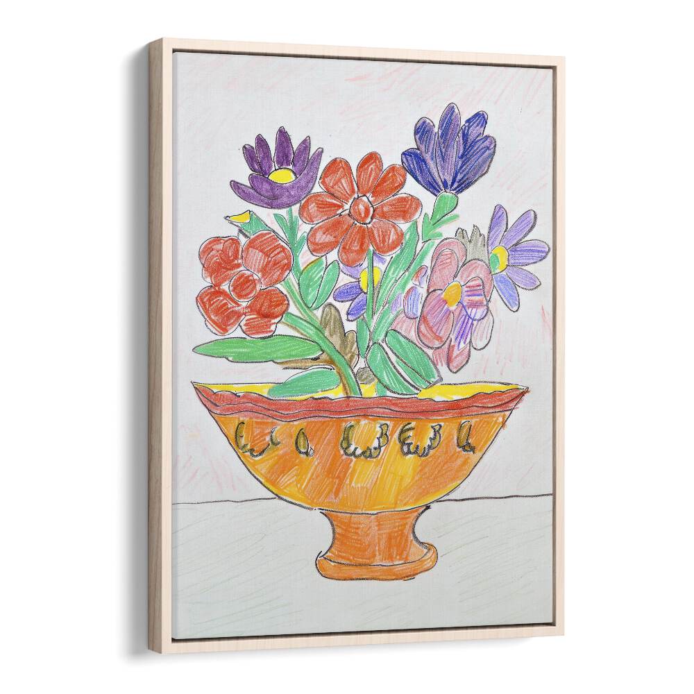 blossom basket electric wall art prints in Oak Wood Floater Frame