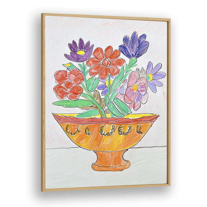 blossom basket electric wall art prints in Oak Wood Plain Frame