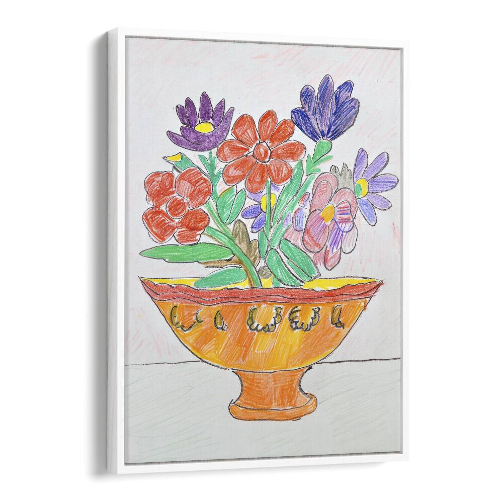 blossom basket electric wall art prints in White Floater Frame