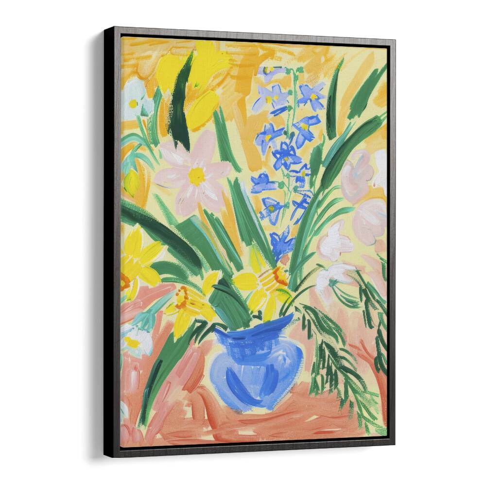 blossoms in clay electric wall art prints in Black Floater Frame