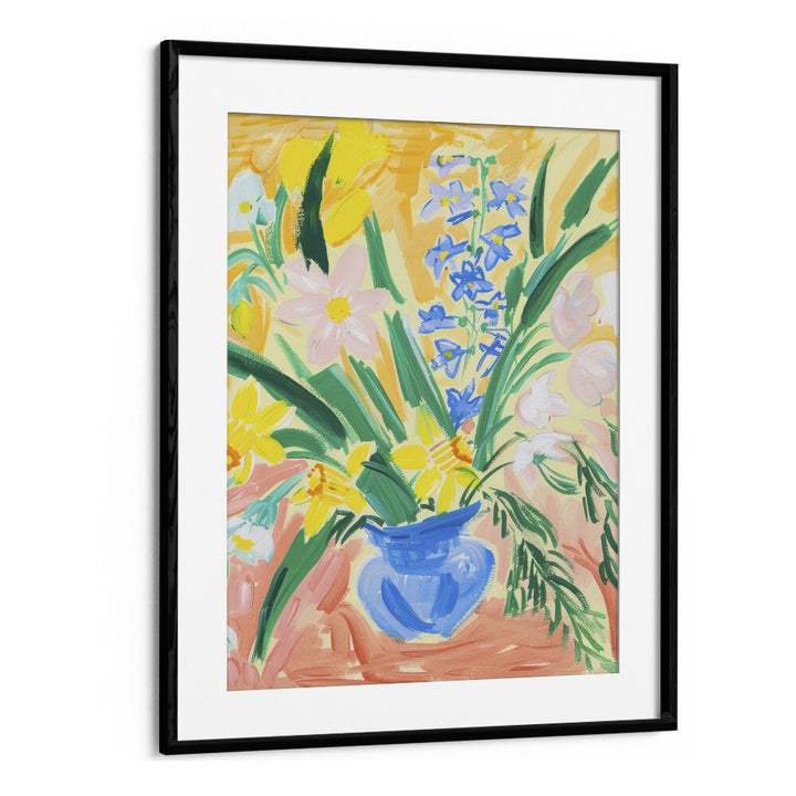 blossoms in clay electric wall art prints in Black Frame With Mount