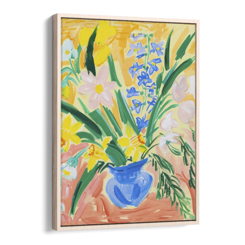 blossoms in clay electric wall art prints in Oak Wood Floater Frame