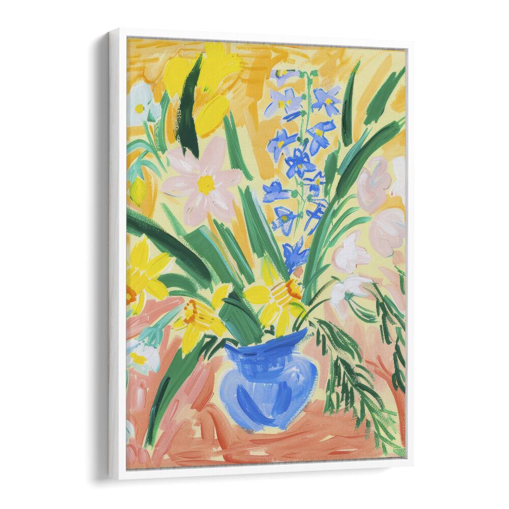 blossoms in clay electric wall art prints in White Floater Frame