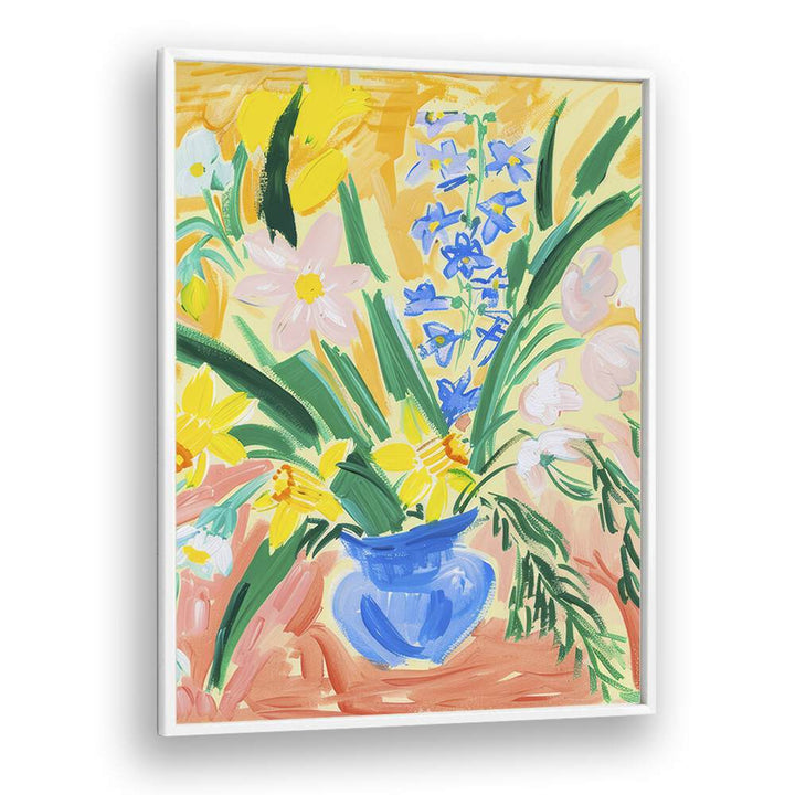 blossoms in clay electric wall art prints in White Plain Frame