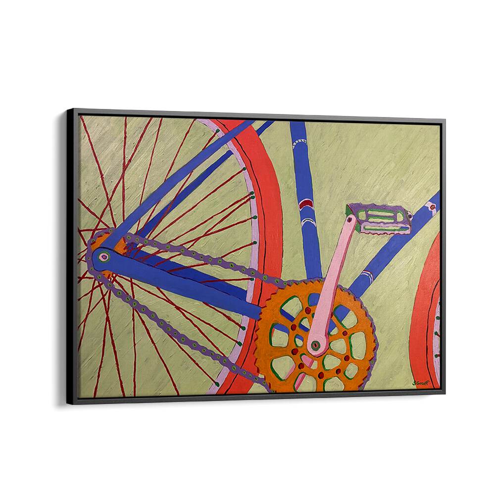 blue bike landscape art prints in Black Floater Frame