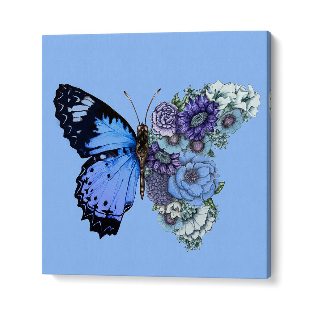 blue butterfly in bloom mural Vintage paintings in Gallery Wrap