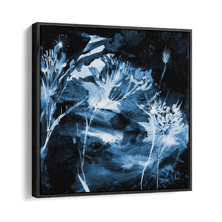 blue floral by dan hobday abstract art abstract paintings in Black Floater Frame