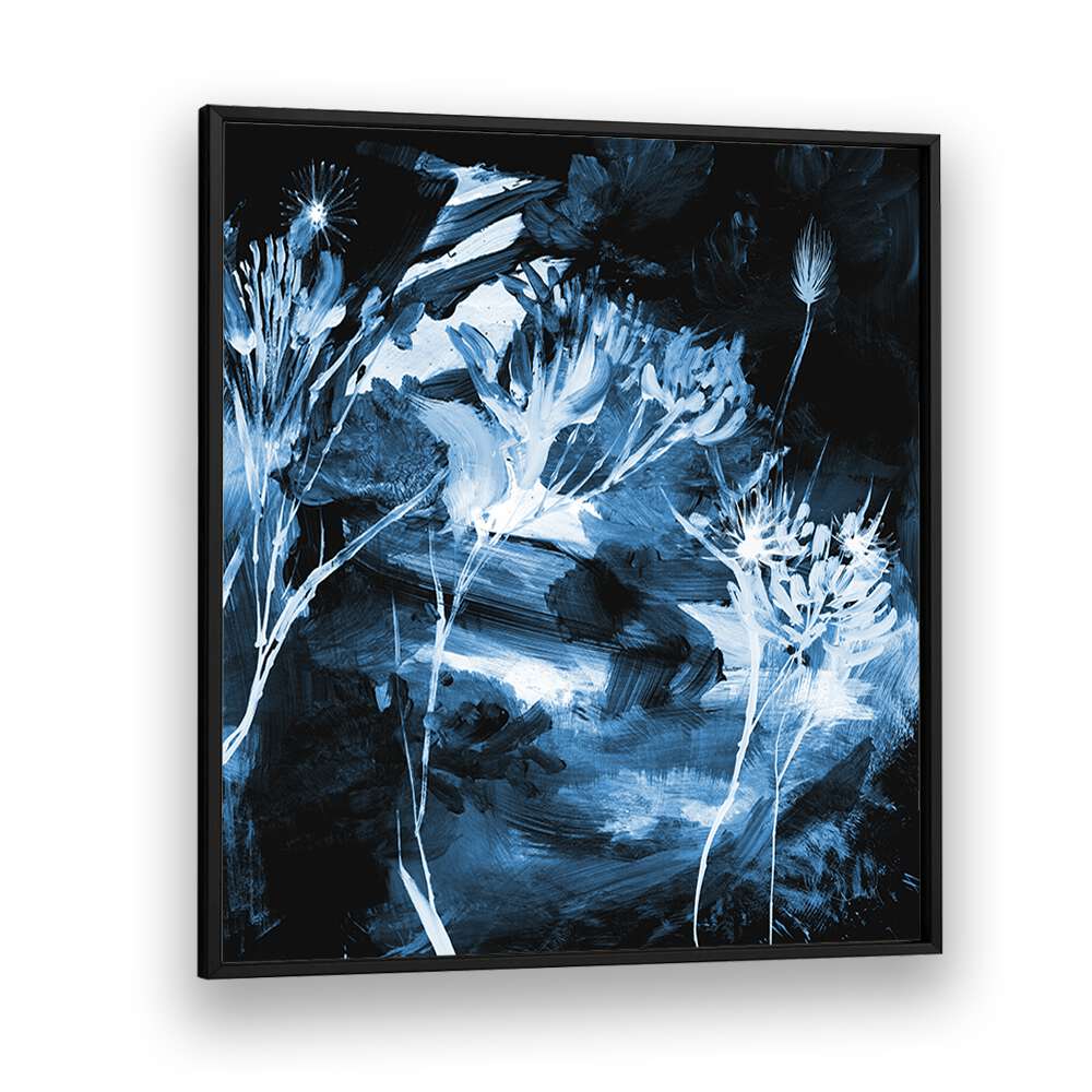 blue floral by dan hobday abstract art abstract paintings in Black Plain Frame