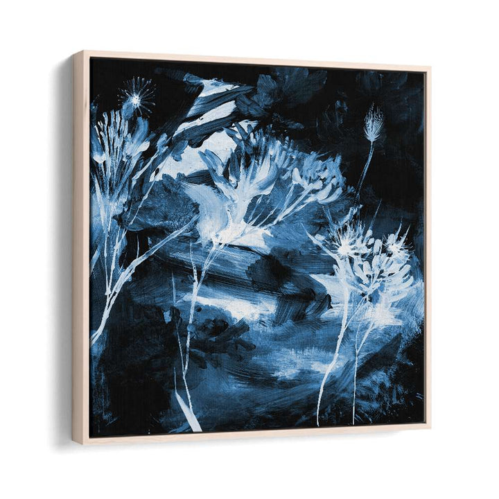 blue floral by dan hobday abstract art abstract paintings in Oak Wood Floater Frame