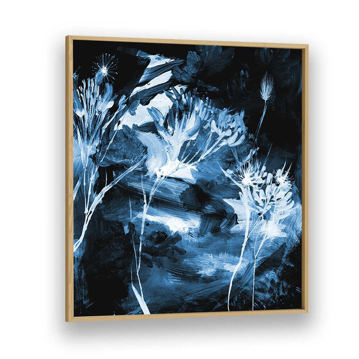 blue floral by dan hobday abstract art abstract paintings in Oak Wood Plain Frame