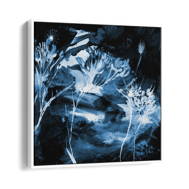 blue floral by dan hobday abstract art abstract paintings in White Floater Frame