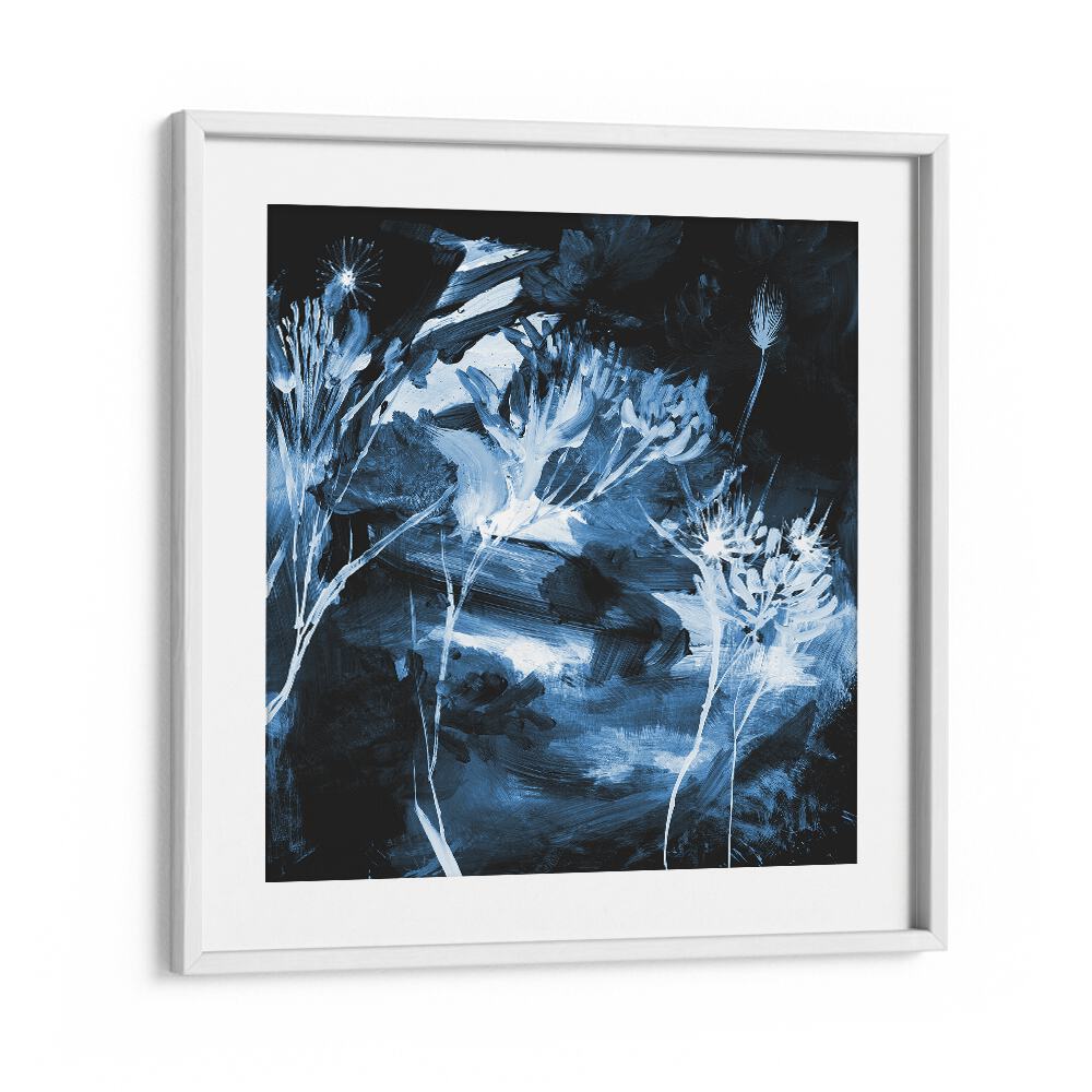 blue floral by dan hobday abstract art abstract paintings in White Frame With Mount