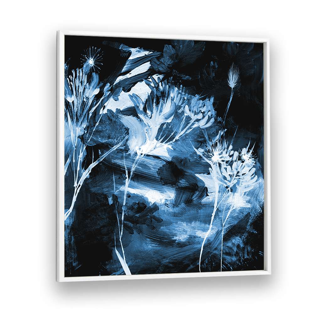 blue floral by dan hobday abstract art abstract paintings in White Plain Frame