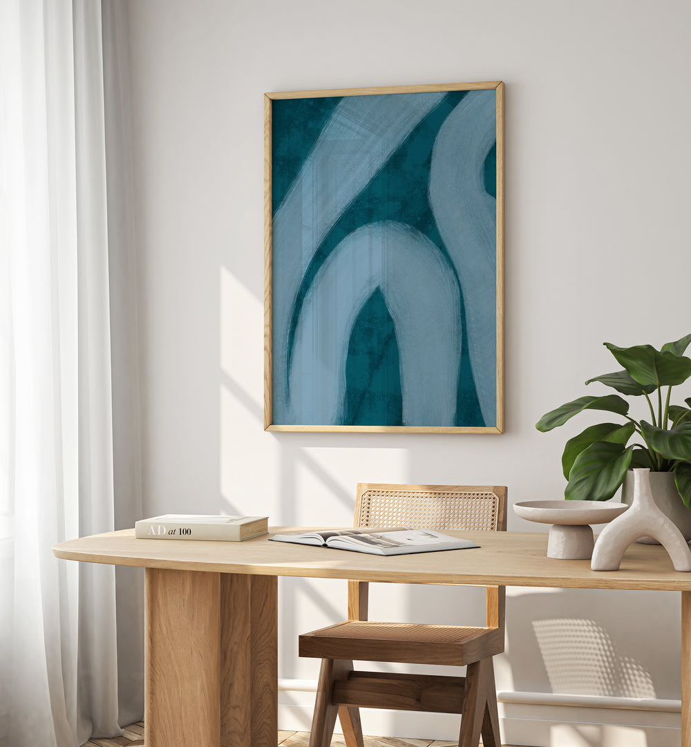 blue lines by yopie studio abstract art paintings Artwork I placed on a wall