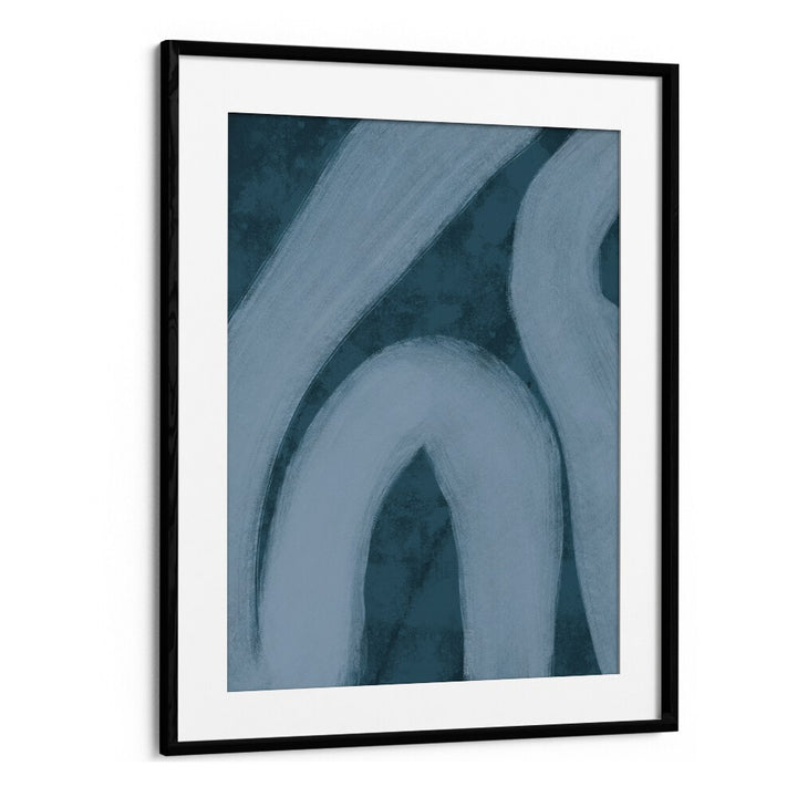 blue lines by yopie studio abstract art paintings in Black Frame With Mount