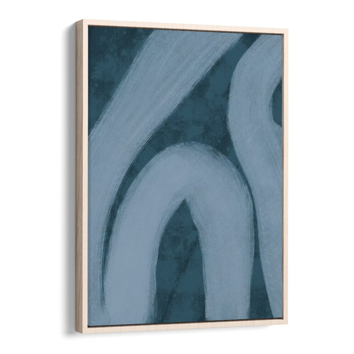 blue lines by yopie studio abstract art paintings in Oak Wood Floater Frame