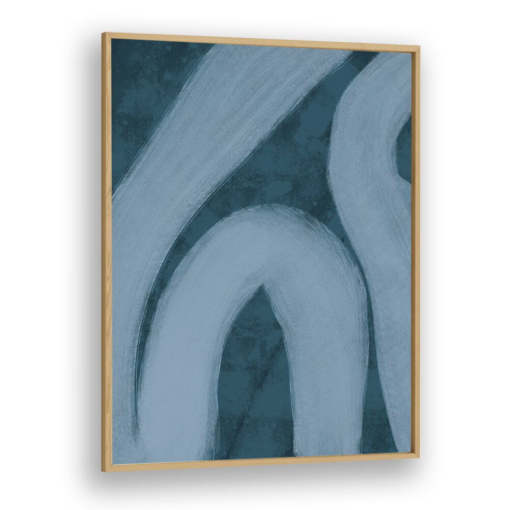 blue lines by yopie studio abstract art paintings in Oak Wood Plain Frame