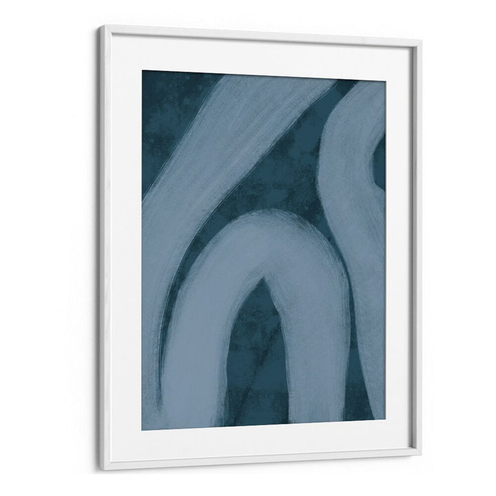 blue lines by yopie studio abstract art paintings in White Frame With Mount