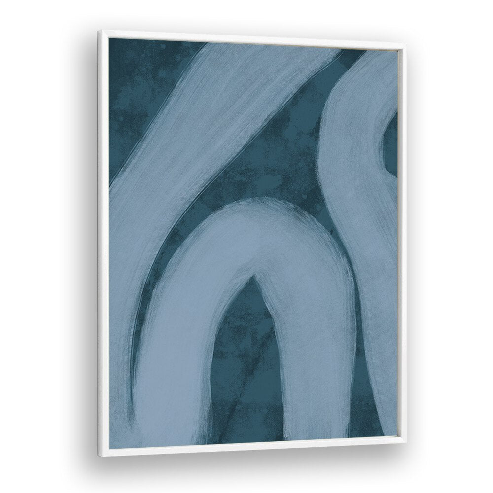 blue lines by yopie studio abstract art paintings in White Plain Frame