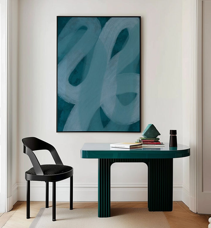 blue lines ii by yopie studio abstract art paintings Artwork I placed on a wall