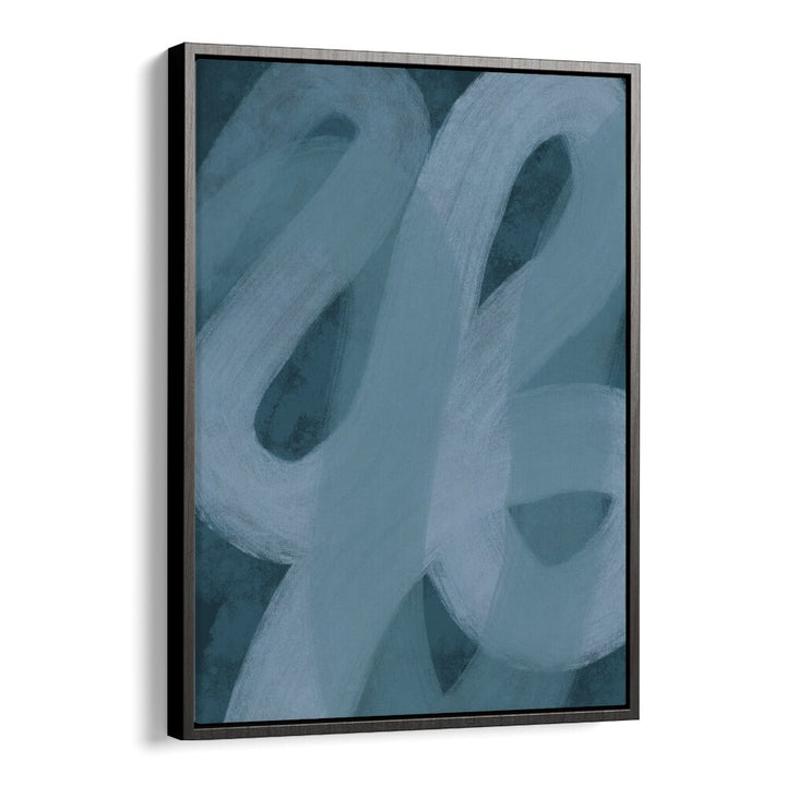 blue lines ii by yopie studio abstract art paintings in Black Floater Frame