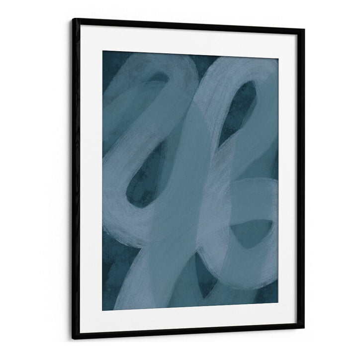 blue lines ii by yopie studio abstract art paintings in Black Frame With Mount