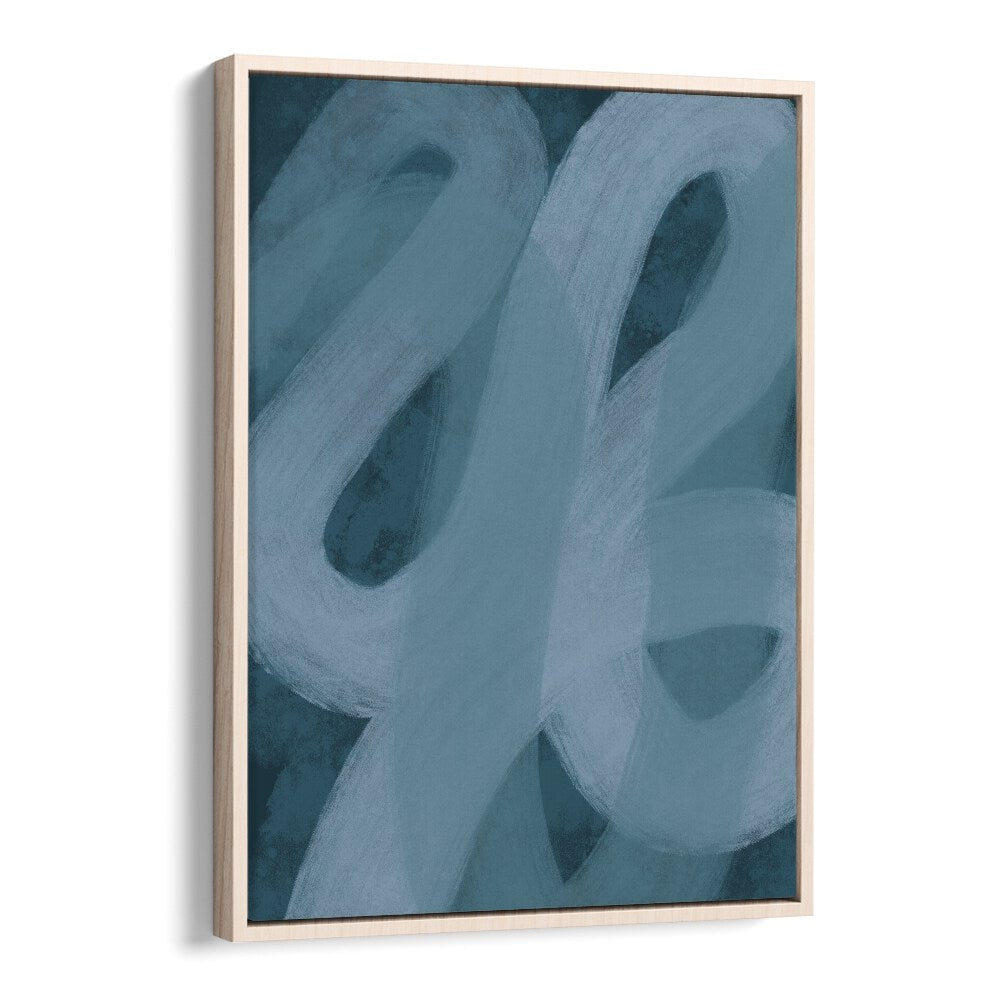 blue lines ii by yopie studio abstract art paintings in Oak Wood Floater Frame