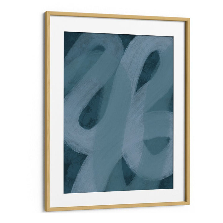 blue lines ii by yopie studio abstract art paintings in Oak Wood Frame With Mount