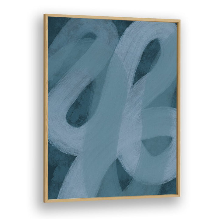 blue lines ii by yopie studio abstract art paintings in Oak Wood Plain Frame