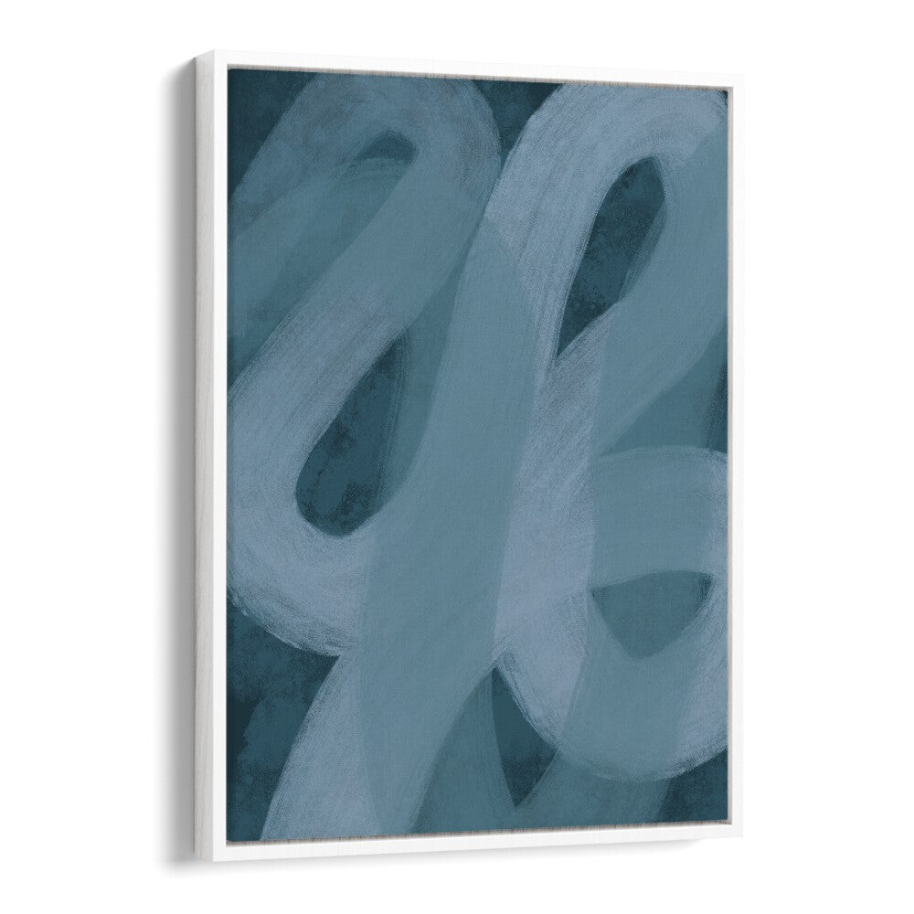 blue lines ii by yopie studio abstract art paintings in White Floater Frame