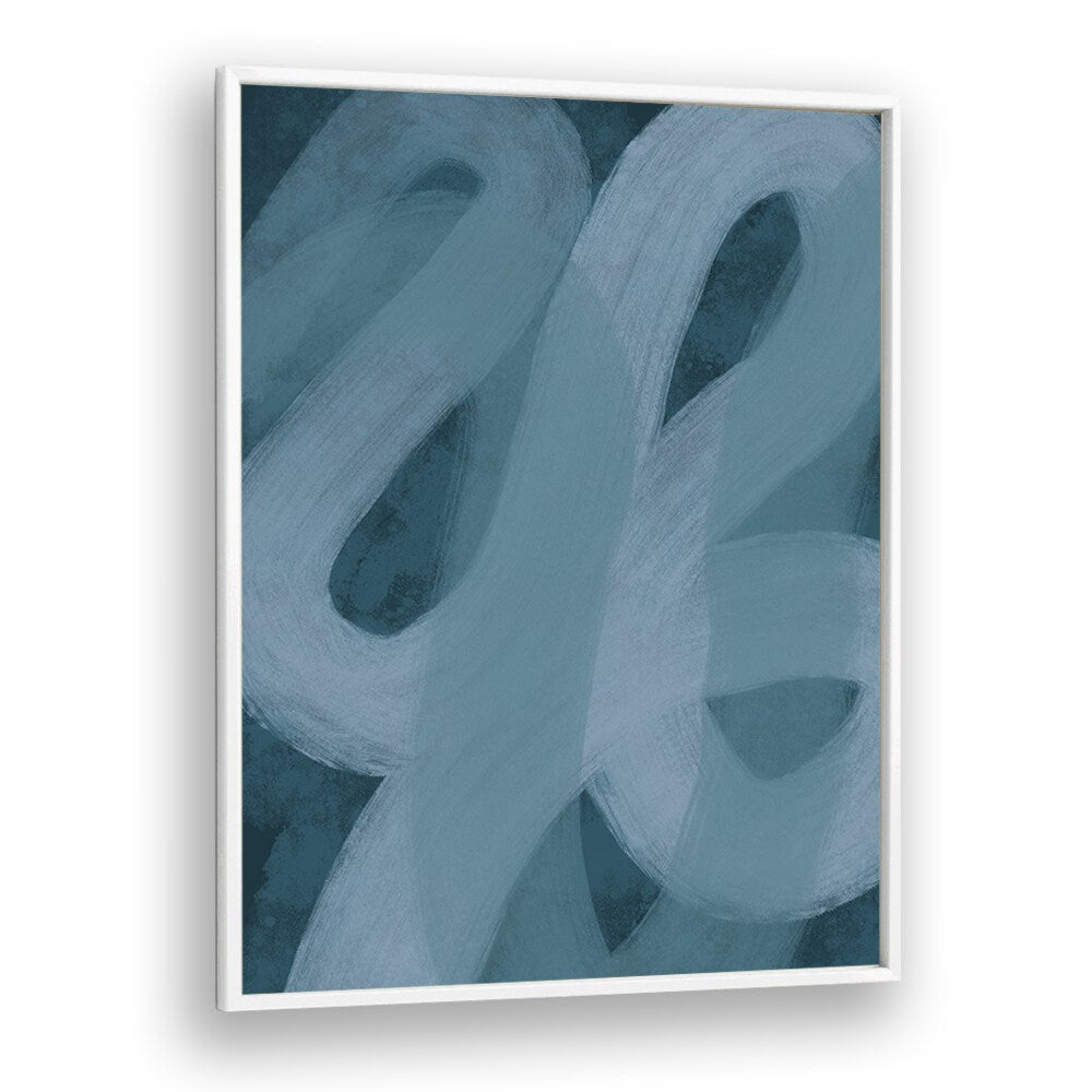 blue lines ii by yopie studio abstract art paintings in White Plain Frame