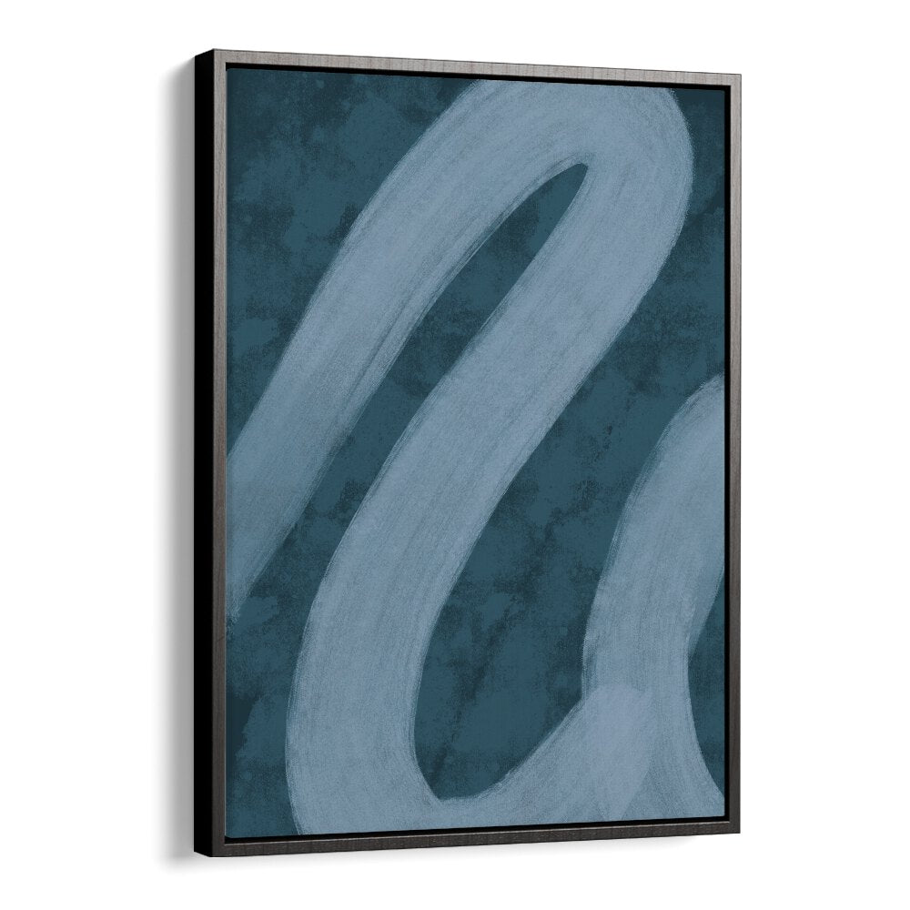 blue lines iii by yopie studio abstract art paintings in Black Floater Frame