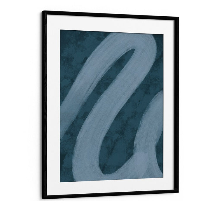 blue lines iii by yopie studio abstract art paintings in Black Frame With Mount