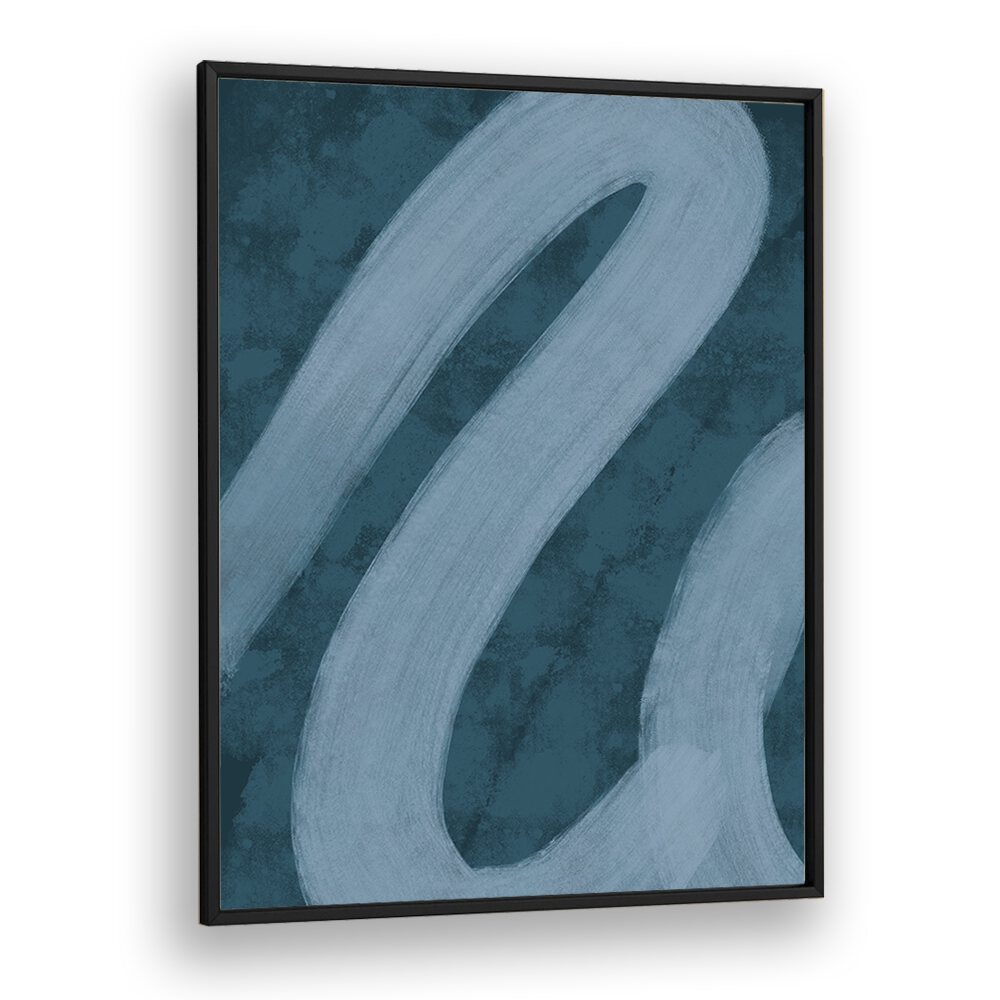 blue lines iii by yopie studio abstract art paintings in Black Plain Frame