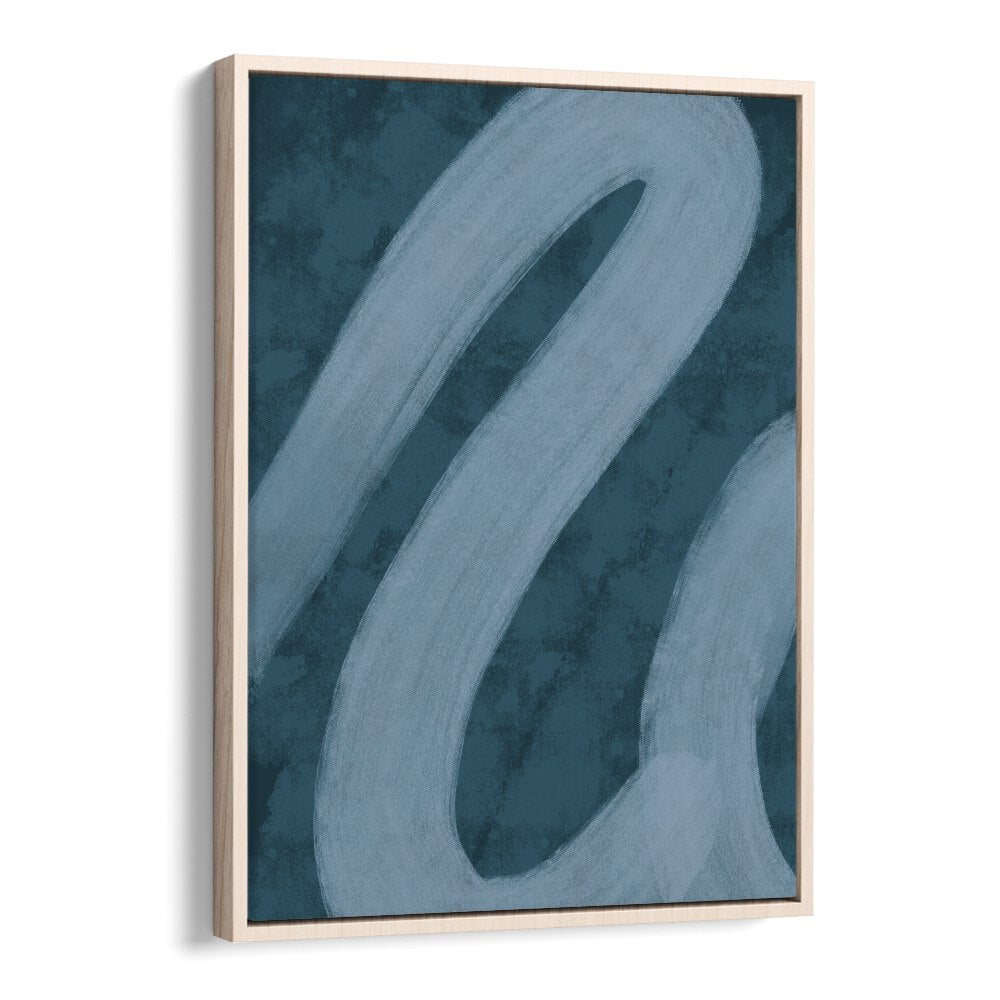 blue lines iii by yopie studio abstract art paintings in Oak Wood Floater Frame