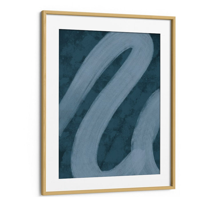 blue lines iii by yopie studio abstract art paintings in Oak Wood Frame With Mount