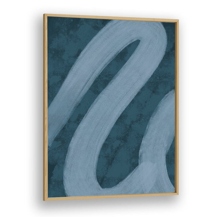 blue lines iii by yopie studio abstract art paintings in Oak Wood Plain Frame