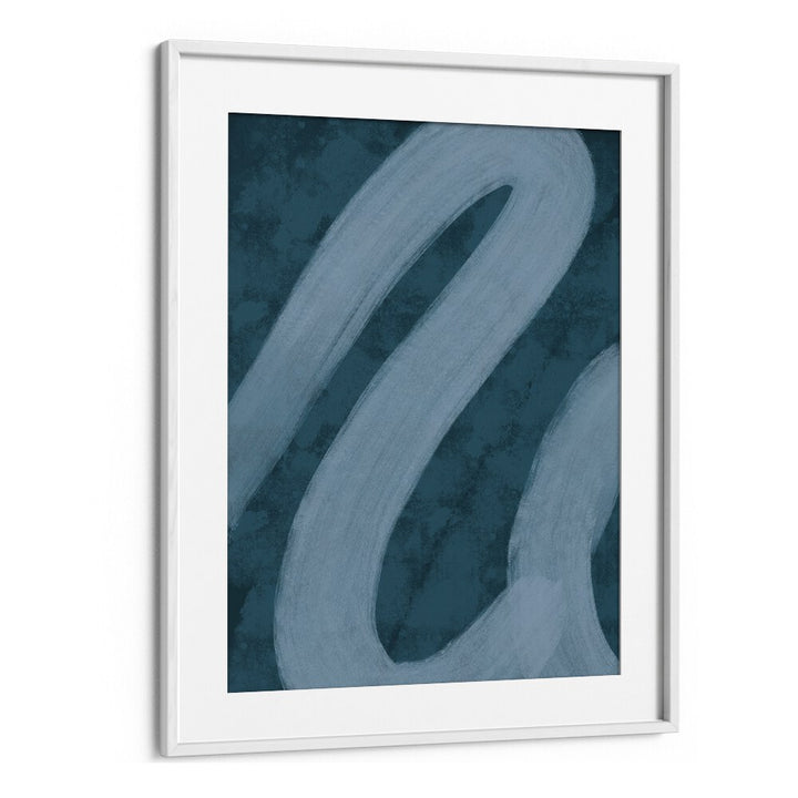 blue lines iii by yopie studio abstract art paintings in White Frame With Mount