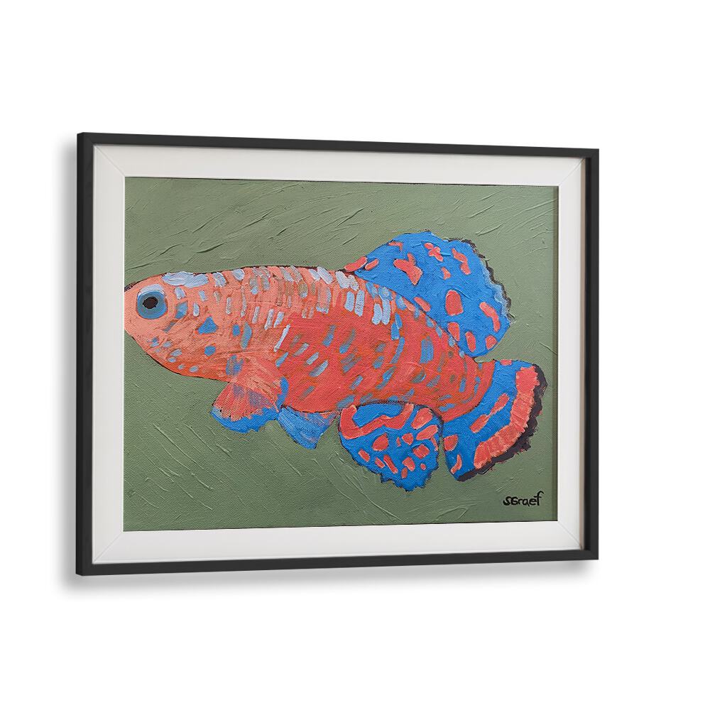 bluefin wildlife paintings in Black Frame With Mount