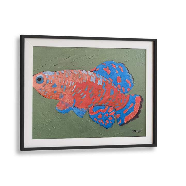 bluefin wildlife paintings in Black Frame With Mount