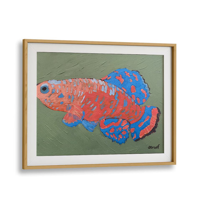 bluefin wildlife paintings in Oak Wood Frame With Mount