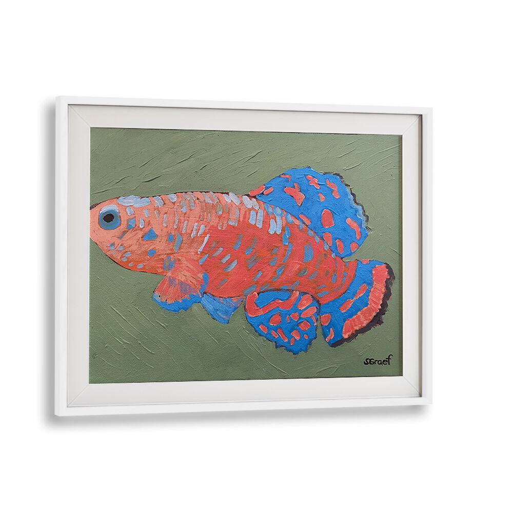 bluefin wildlife paintings in White Frame With Mount