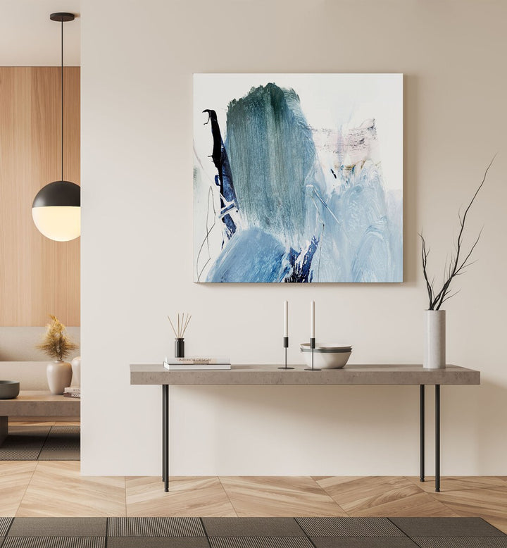 blues by dan hobday abstract art abstract paintings Artwork IV placed on a wall