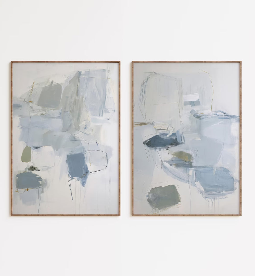 WHISPERING BLUES , SET OF 2 PAINTINGS