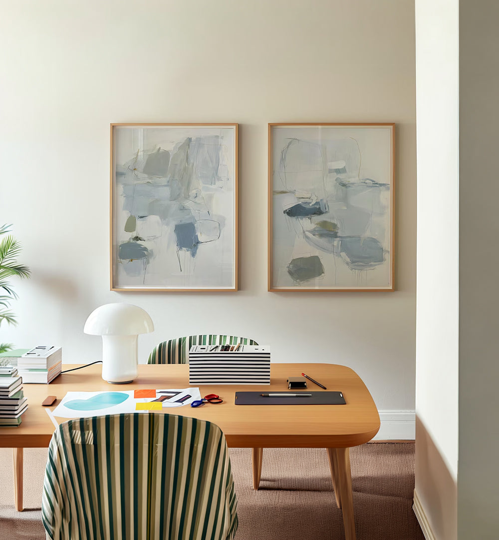 WHISPERING BLUES , SET OF 2 PAINTINGS