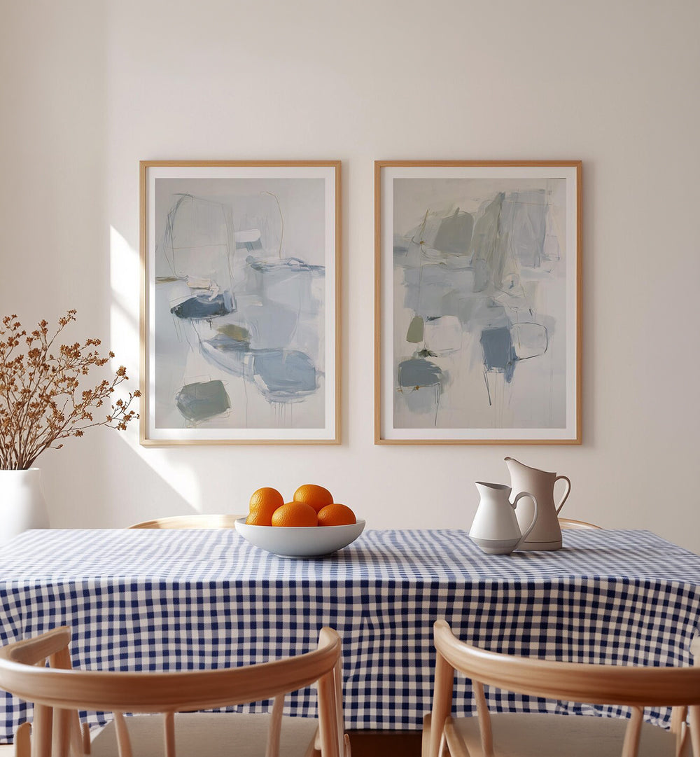 WHISPERING BLUES , SET OF 2 PAINTINGS